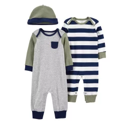 Baby Boy Carter's 3-Piece Jumpsuit & Cap Set