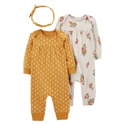 Baby Girl Carter's 3-Piece Jumpsuits & Headwrap Set