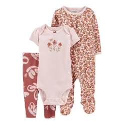 Baby Girl Carter's 3-Piece Bodysuit Pant & Sleep & Play Set