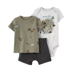 Baby Boy Carter's Buffalo Romper, Tee, & Shorts Set