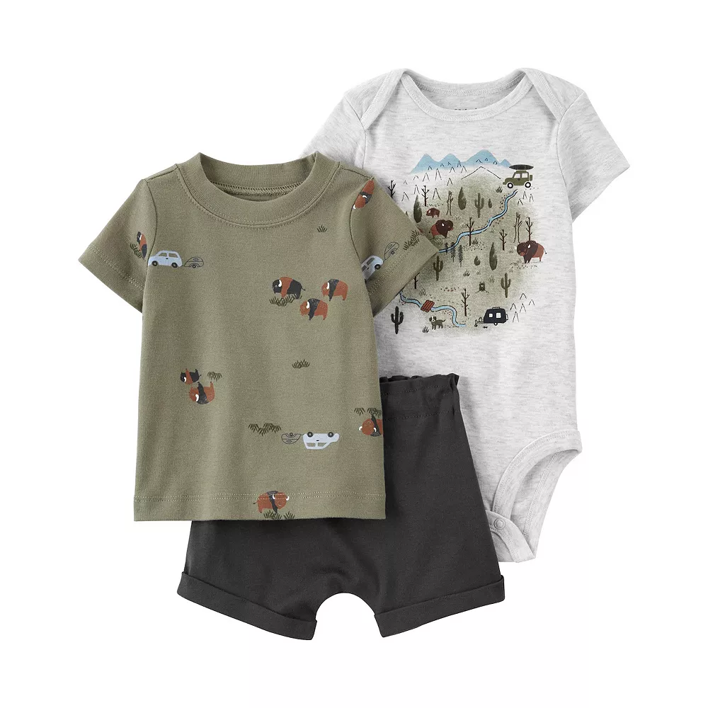 Baby Boy Carter's Buffalo Romper, Tee, & Shorts Set
