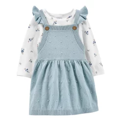 Baby Girl Carter's Floral Tee & Swiss Dot Skirtalls Set