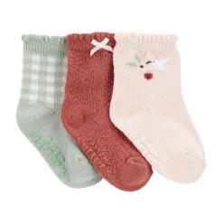 Baby Girl Carter's 3-Pack Floral, Plaid, & Bow Bootie Socks