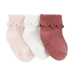 Baby Girl Carter's 3-Pack Foldover Cuff Lettuce Edge Booties