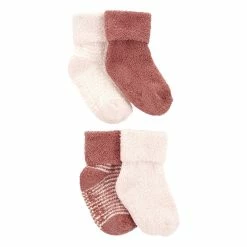 Baby Carter's 4-Pack Dusty Rose & Baby Pink Chenille Booties