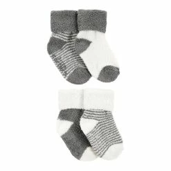 Baby Carter's 4-Pack Gray & White Chenille Booties