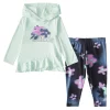Baby Girl adidas Hooded Ruffle Hem Top & Watercolor Camo Print Leggings Set