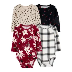 Baby Girl Carter's 4-Pack Holiday Printed Bodysuits