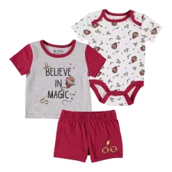 Baby Boy Harry Potter Boys Romper, Tee, & Shorts Set