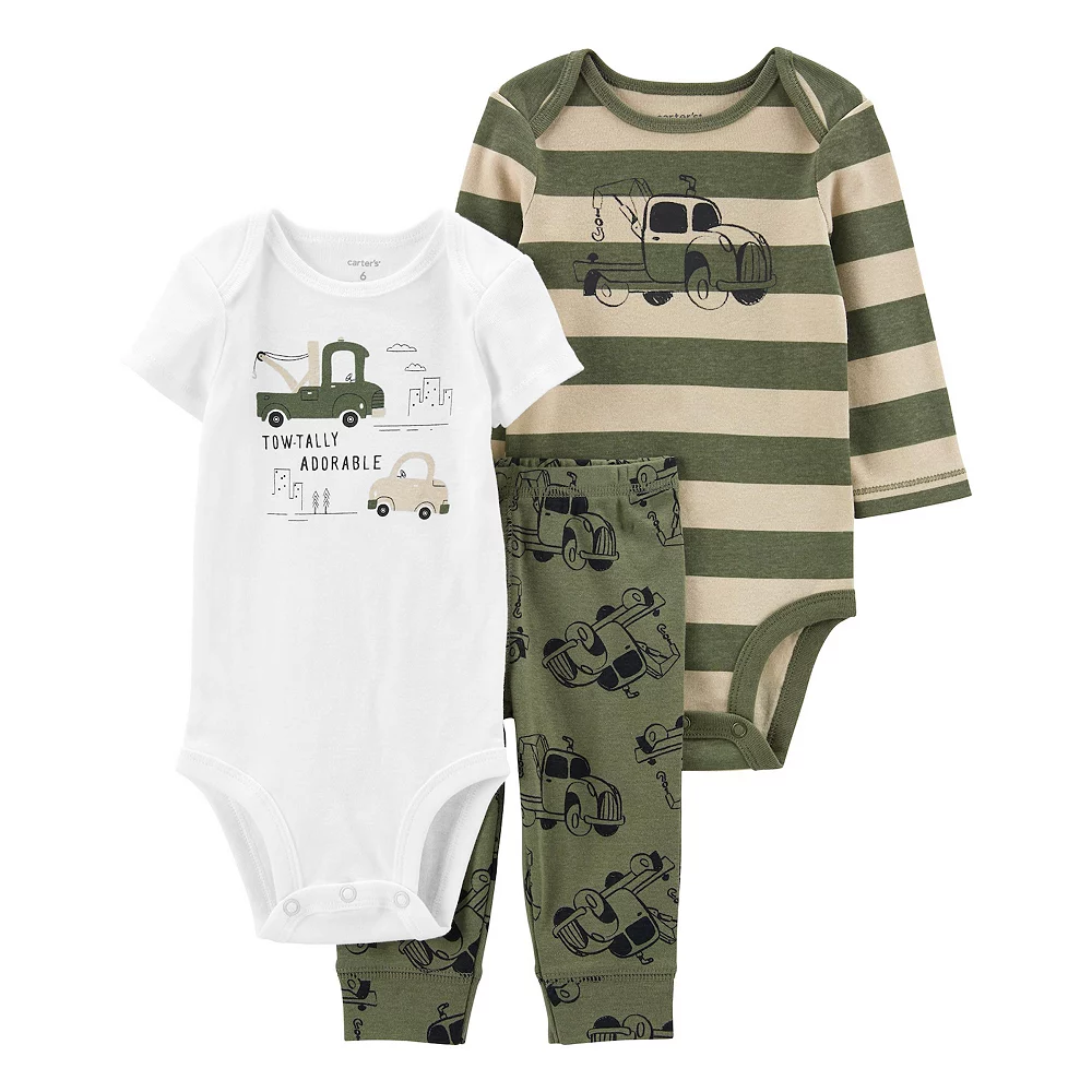 Baby Carter's 3-Piece Truck Bodysuits & Pants Set