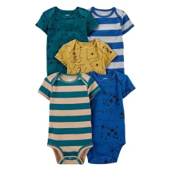 Baby Carter's 5-Pack Animal & Stripe Short-Sleeve Bodysuits