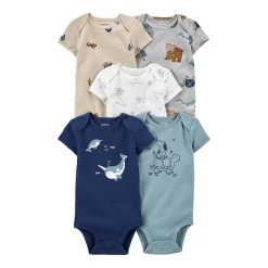 Baby Carter's 5-Pack Animal Short-Sleeve Bodysuits