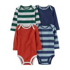 Baby Carter's 4-Pack Solid & Stripe Long-Sleeve Bodysuits