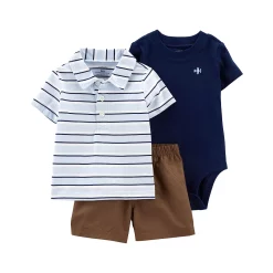 Baby Boy Carter's 3-Piece Polo, Bodysuit & Short Set