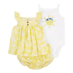 Baby Girl Carter's 3-Piece Yellow Floral Tank & Shorts Set