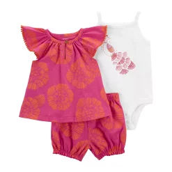 Baby Girl Carter's Bodysuit, Tank Top & Diaper Cover Set