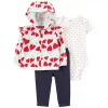 Baby Carter's 3-Piece Heart Print Cardigan, Dot Bodysuit & Pants Set
