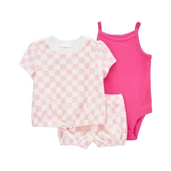 Baby Carter's 3-Piece Checker Top & Shorts Set