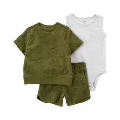 Baby Carter's 3-Piece Bug Print Top & Shorts Set