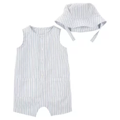 Baby Carter's 2-Piece Striped Romper & Bucket Hat