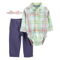 Baby Carter's 3-Piece Plaid Dress Me Up Set
