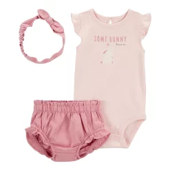 Baby Girl Carter's 3-Piece Bunny Bodysuit & Diaper Cover Set