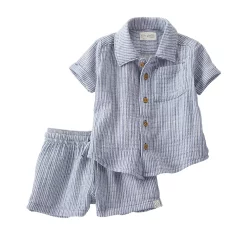 Baby Boy Little Planet by Carter's Organic Cotton Gauze Top & Bottoms Set