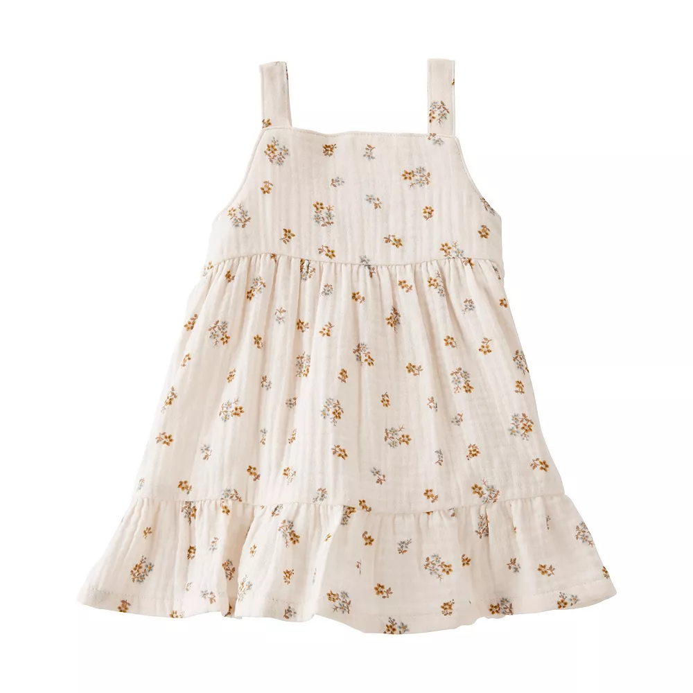 Baby Girl Little Planet by Carter's Floral Print Organic Cotton Gauze Dress - Image 2