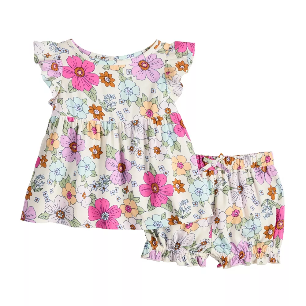 Baby Girl Jumping Beans® Babydoll Top & Shorts Set