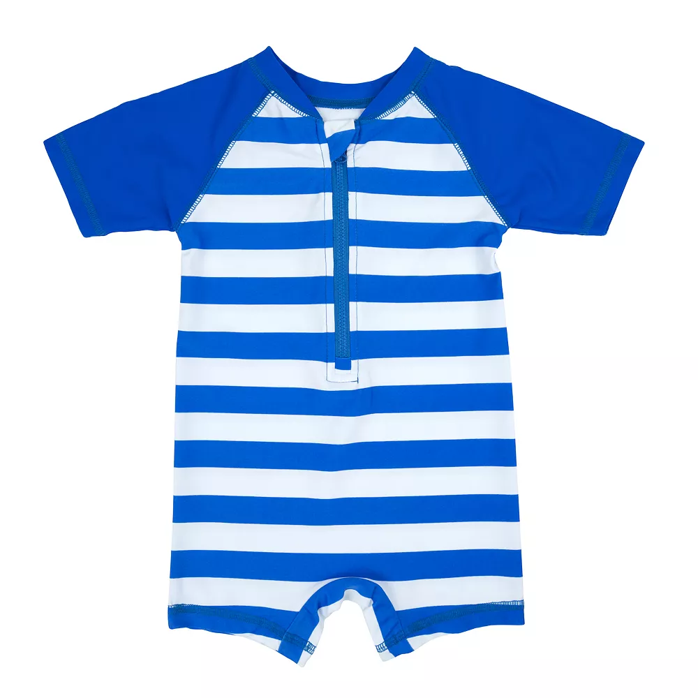 Leveret Baby One Piece Rashguard Striped Aqua & Pink 12-18 Month