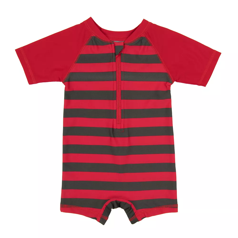 Leveret Baby One Piece Rashguard Striped Aqua & Pink 12-18 Month - Image 5