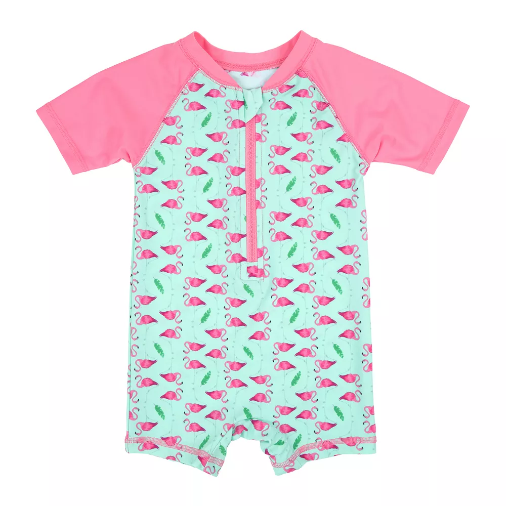 Leveret Baby One Piece Rashguard Flamingo