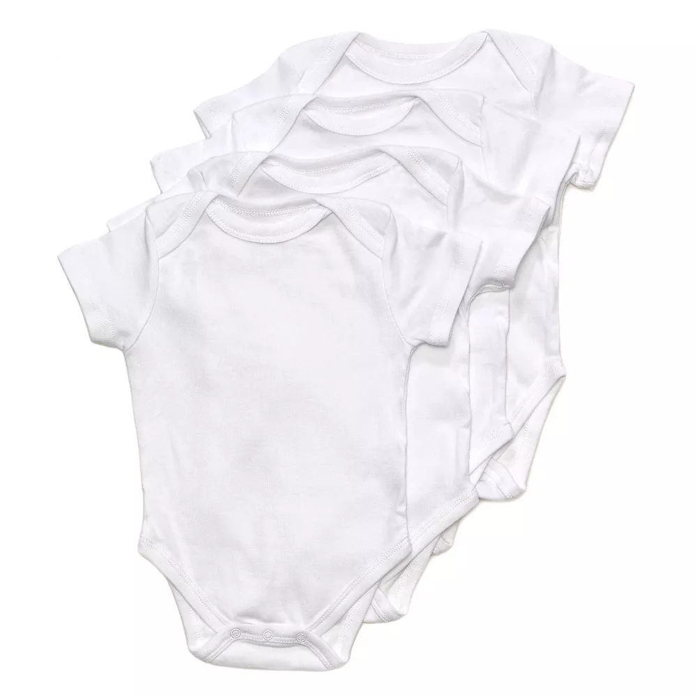 Leveret Baby Four Pack Short Sleeve White Bodysuits