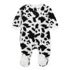 Leveret Kids Footed Fleece Pajama Cow Black