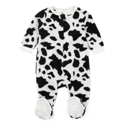 Leveret Kids Footed Fleece Pajama Cow Black