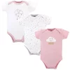 Hudson Baby Infant Girl Cotton Bodysuits 3pk, Pink Clouds