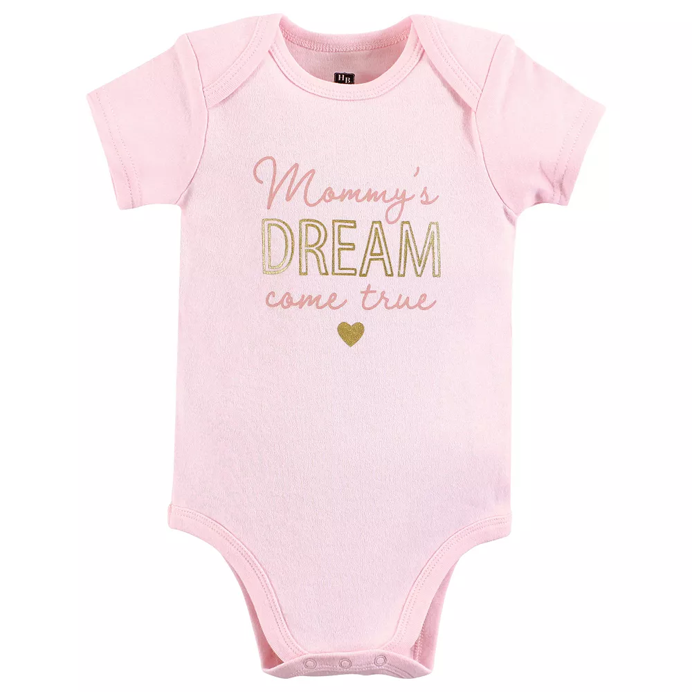 Hudson Baby Infant Girl Cotton Bodysuits, Mom Dad Floral - Image 3