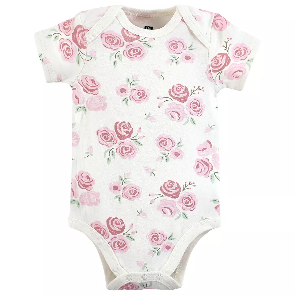 Hudson Baby Infant Girl Cotton Bodysuits, Mom Dad Floral - Image 4