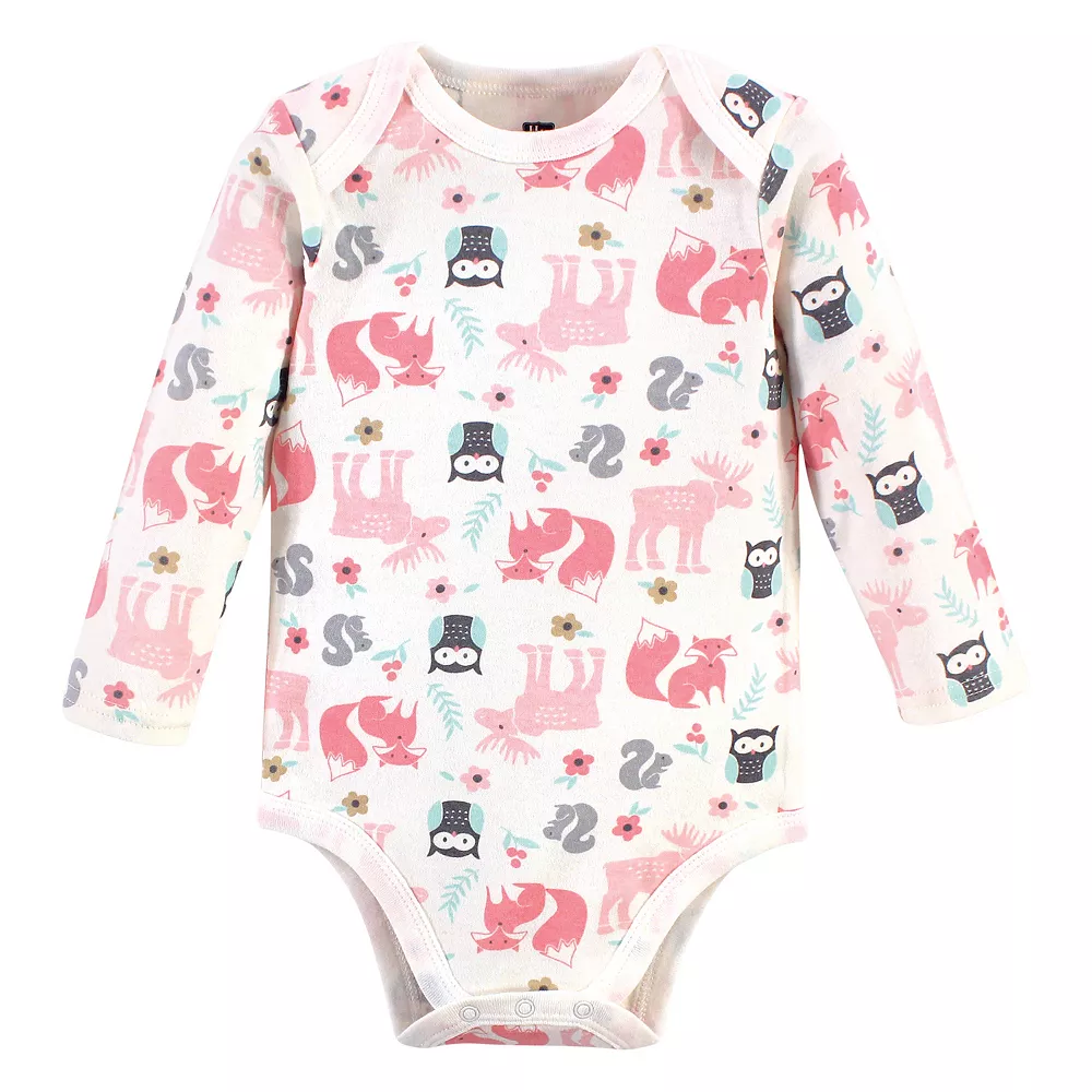 Hudson Baby Infant Girl Cotton Long-Sleeve Bodysuits, Forest Girl - Image 4