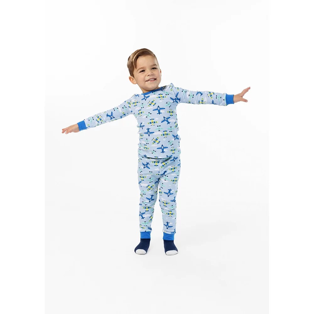 Sleep On It Infant/Toddler Boys Fly High Snug Fit 2-Piece Pajama Sleep Set With Matching Socks - Image 2
