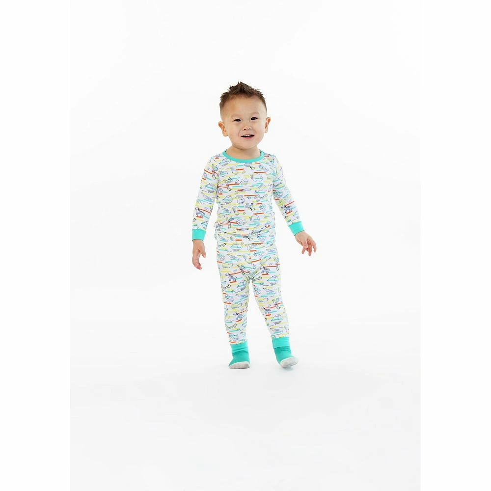 Sleep On It Infant/Toddler Boys Neon Zoo Snug Fit 2-Piece Pajama Sleep Set With Matching Socks - Image 2