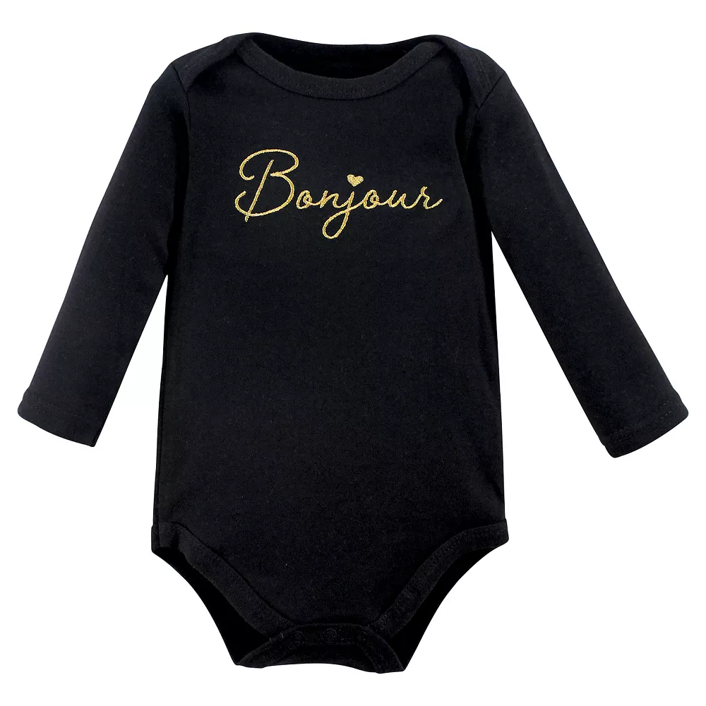 Hudson Baby Infant Girl Cotton Long-Sleeve Bodysuits, Bonjour Dachshund - Image 4