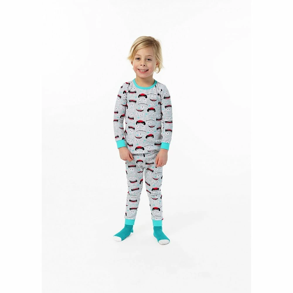 Sleep On It Infant/Toddler Boys Wacky Monster Snug Fit 2-Piece Pajama Sleep Set With Matching Socks - Image 2