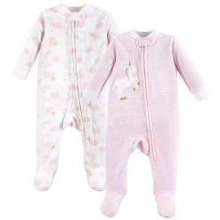 Yoga Sprout Baby Girl Fleece Zipper Sleep and Play 2pk, Unicorn