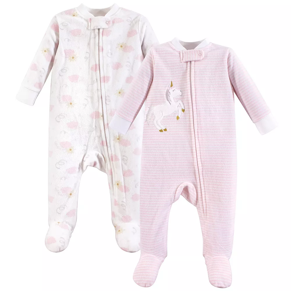 Yoga Sprout Baby Girl Fleece Zipper Sleep and Play 2pk, Unicorn