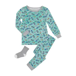 Sleep On It Infant/Toddler Boys Skate On Snug Fit 2-Piece Pajama Sleep Set With Matching Socks