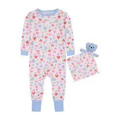 Sleep On It Infant Girls Scribble Hearts Zip-Front Coverall Pajama