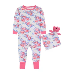 Sleep On It Infant Girls English Rose Zip-Front Coverall Pajama