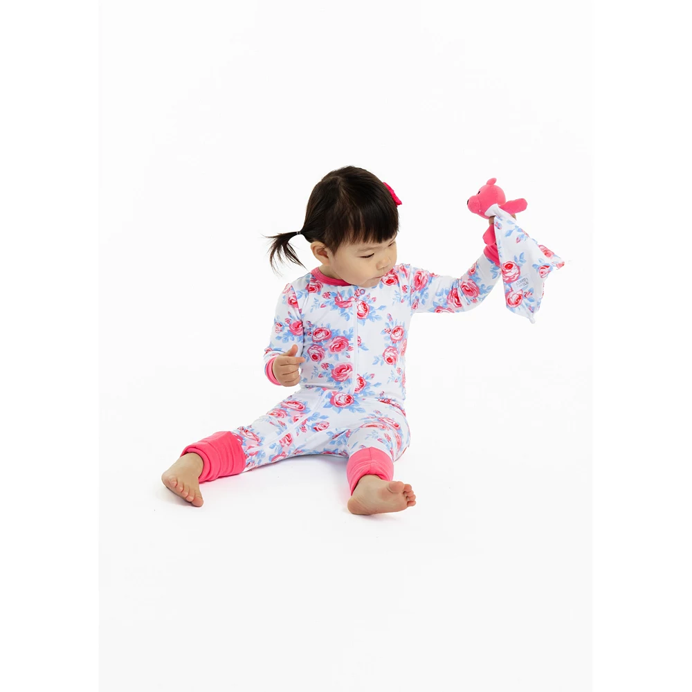 Sleep On It Infant Girls English Rose Zip-Front Coverall Pajama - Image 4