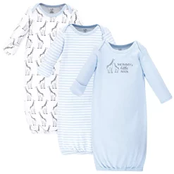 Touched by Nature Baby Boy Organic Cotton Long-Sleeve Gowns 3pk, Giraffe